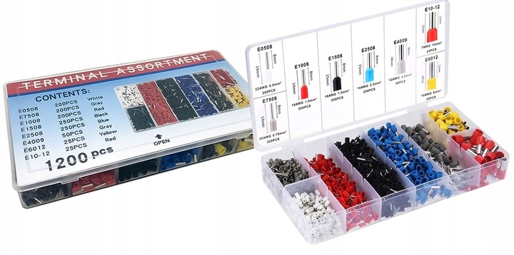 ZESTAW TULEJEK DO ZACISKANIA KONEKTORÓW KOŃCÓWEK KABLI BOX 1200