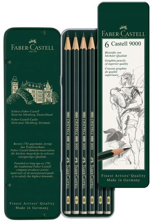 Zestaw ołówków grafitowych Castell 9000 Faber-Castell 6 szt