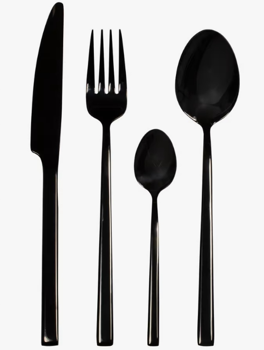 AMBITION 24 SZTUCĆE COMO BLACK MODERN CZARNE ZESTAW OBIADOWE DLA 6 OSÓB