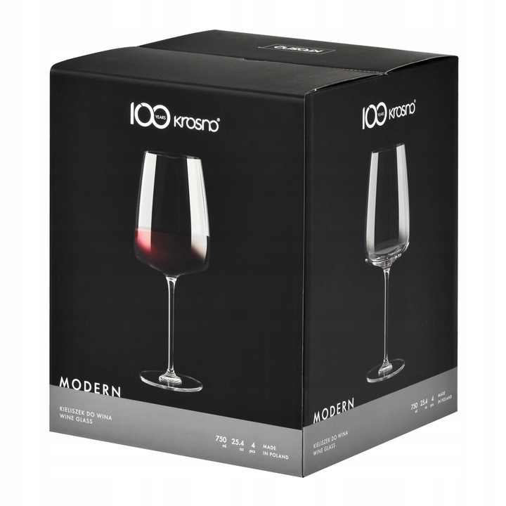 Kieliszki do czerwonego wina 750ml Modern KROSNO 4szt nowoczesne okazałe