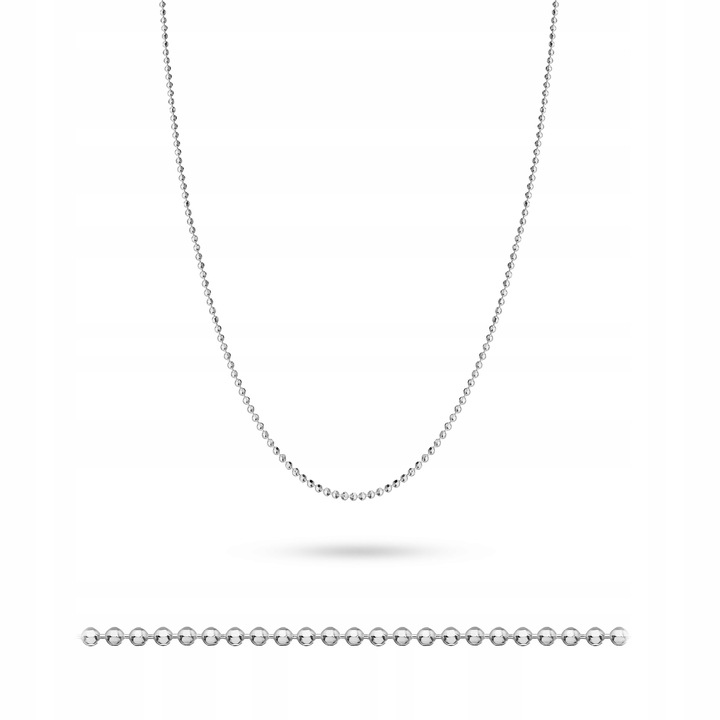 Damski SREBRNY ŁAŃCUSZEK pr. 925 Diamentowana Kulka 40cm