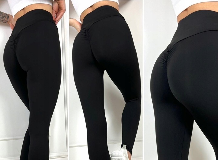 LEGGINSY DAMSKIE PUSH UP MARSZCZENIE CZARNE S/M