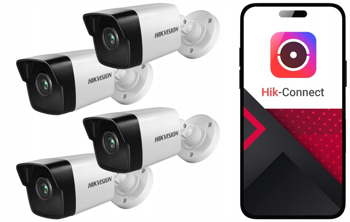 Kamera IP DS-2CD1041G0-I/PL(2.8MM) 4MP LED 30m Aplikacja Hikvision - 4 szt