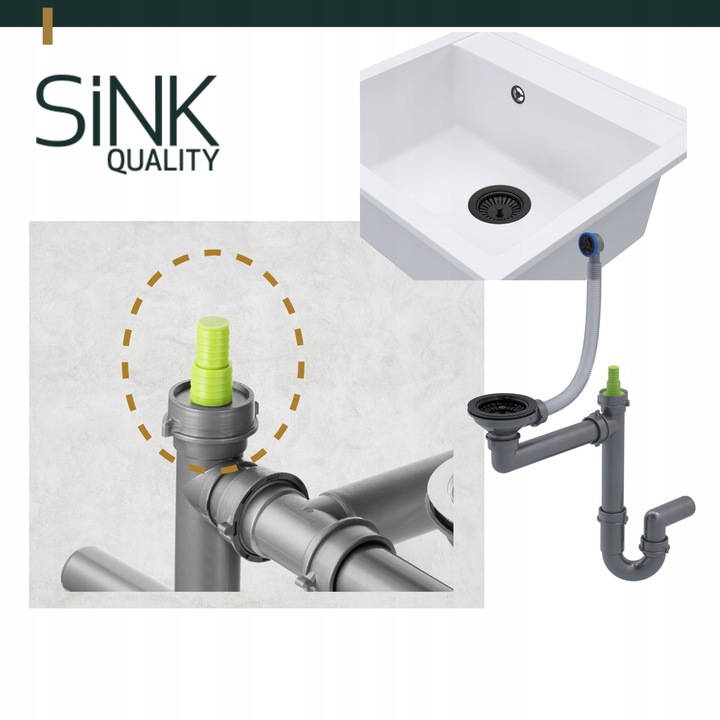 SYFON do ZLEWU jednokomorowego ZLEWOZMYWAKA kuchennego MANUALNY przyscienny