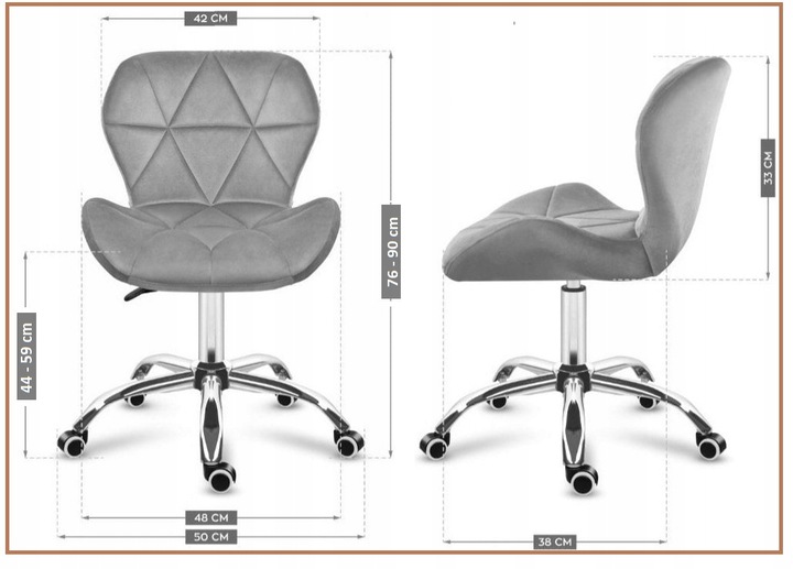 Krzesło obrotowe do biurka ucznia gabinetu regulowane welurowe Lugano.pro