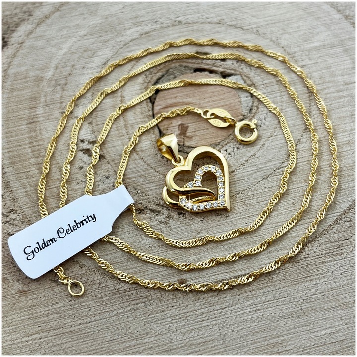 ZŁOTY NASZYJNIK SERCE SERDUSZKO 925 PREZENT DLA KOBIETY, ŻONY, MAMY, CÓRKI