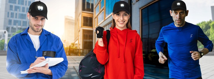 CZAPKA Z LATARKĄ LAMPKĄ LED ŁADOWANIE USB DOTYKOWA