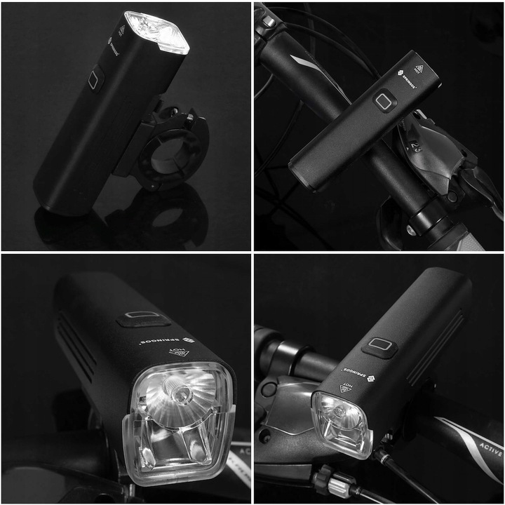 LAMPKA ROWEROWA LED PRZÓD TYŁ MOCNA 1000lm ZESTAW ROWER 4800mAh ALUMINIUM