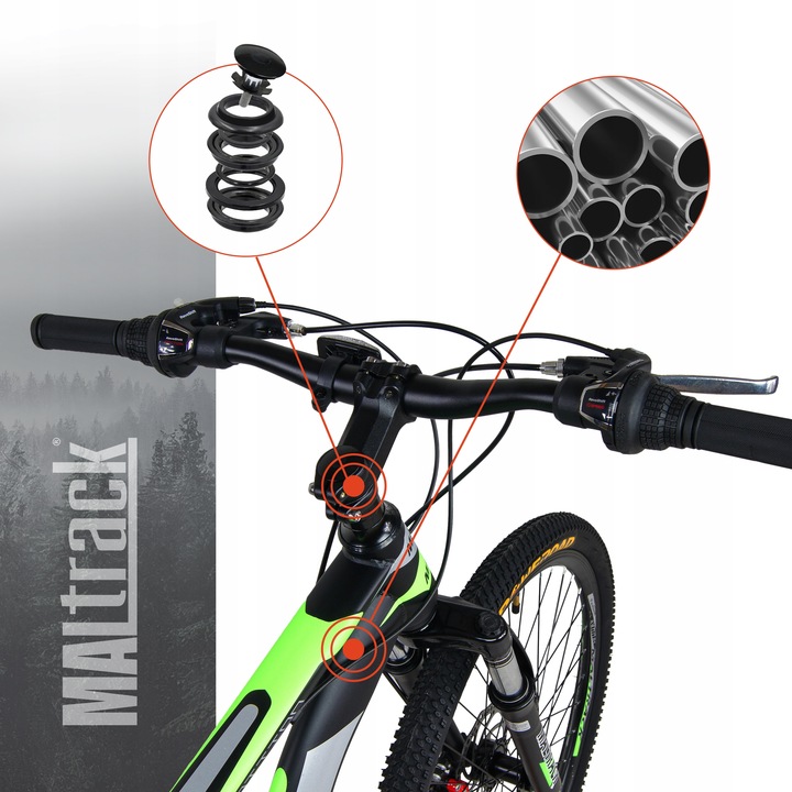 ROWER GÓRSKI MTB 26" SHIMANO 18 BIEGÓW HAMULCE TARCZOWE STALOWA RAMA 18,5"