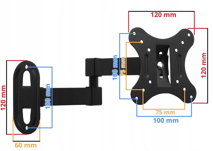 UCHWYT DO TELEWIZORA MONITORA 13-32 CALE ścienny obrotowy regulowany