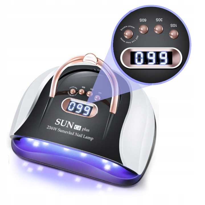 LAMPA DO PAZNOKCI UV LED 256W DO HYBRYD ŻELI MOCNA HYBRYDY SUN C4 PLUS
