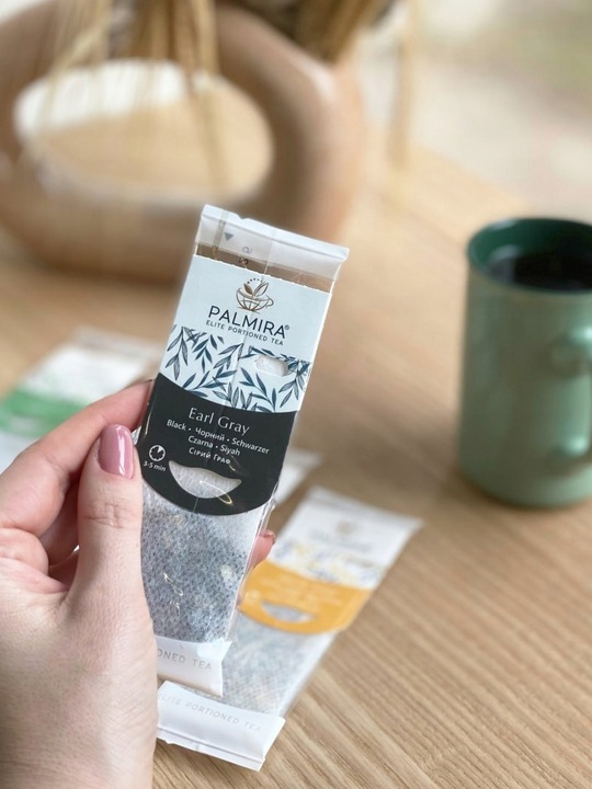 Herbata czarna liściasta Earl gray olej bergamotki Deluxe Palmira 15 saszet