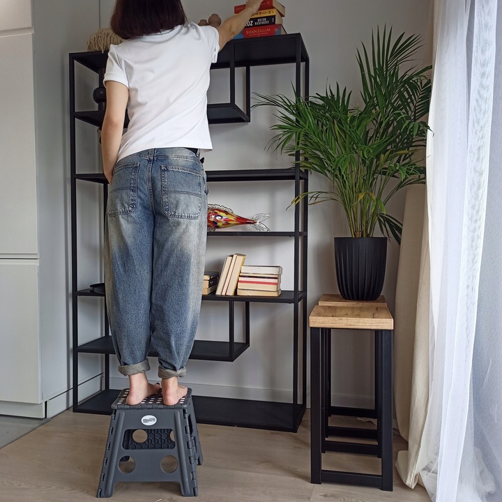 Taboret składany stołek podnóżek antypoślizgowy szary Easyform 32cm