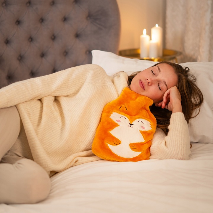 SOXO termofor pluszowy lisek 1,8L duży na wodę gumowy prezent na urodziny