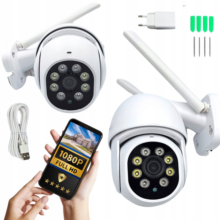 Zewnętrzna Kamera WIFI Obrotowa 1080p POLSKA APLIKACJA ŚLEDZENIE FULL HD SD