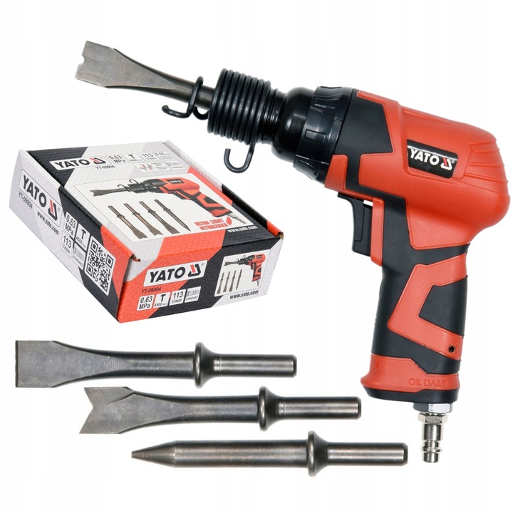 YATO MŁOTEK PNEUMATYCZNY ŚCINAK UDAROWY KOMPOZYT +4 GROTY DO RDZY