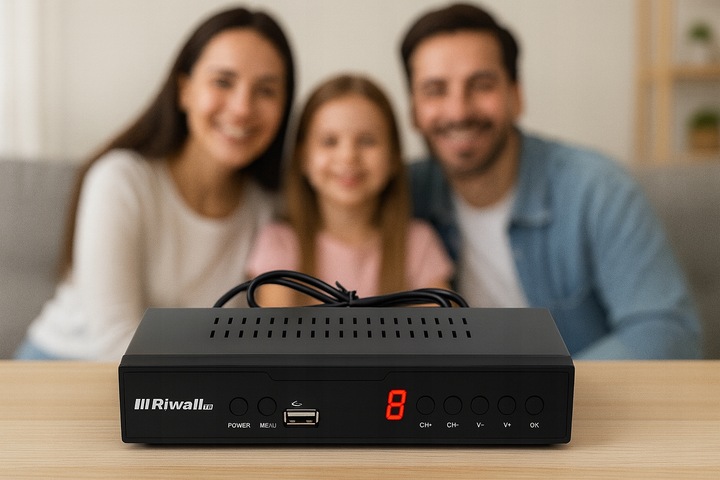 Dekoder DVB-T2 HEVC H.265 Riwall TVCONTROL Tuner TV Full HD HDMI USB