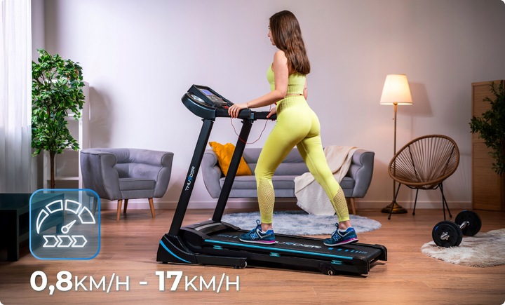 Bieżnia składana elektryczna domowa 140kg aplikacja amortyzacja mocna