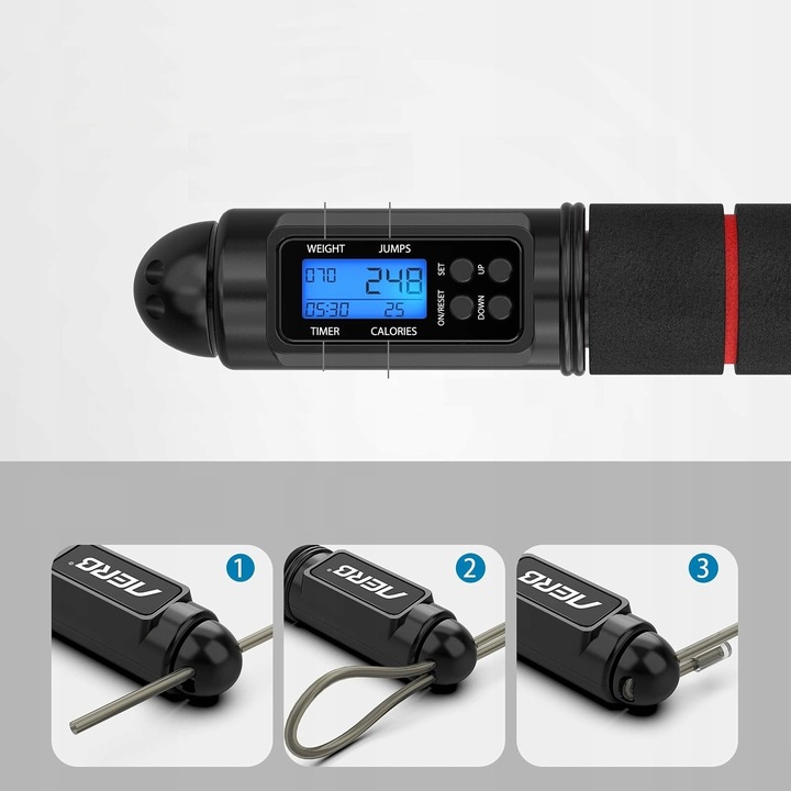 Skakanka z licznikiem LCD, regulowana długość , fitnes , odchudzanie linka