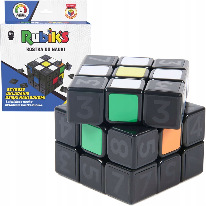 KOSTKA RUBIKA DO NAUKI Z NAKLEJKAMI + PORADNIK RUBIK'S ORYGINALNA