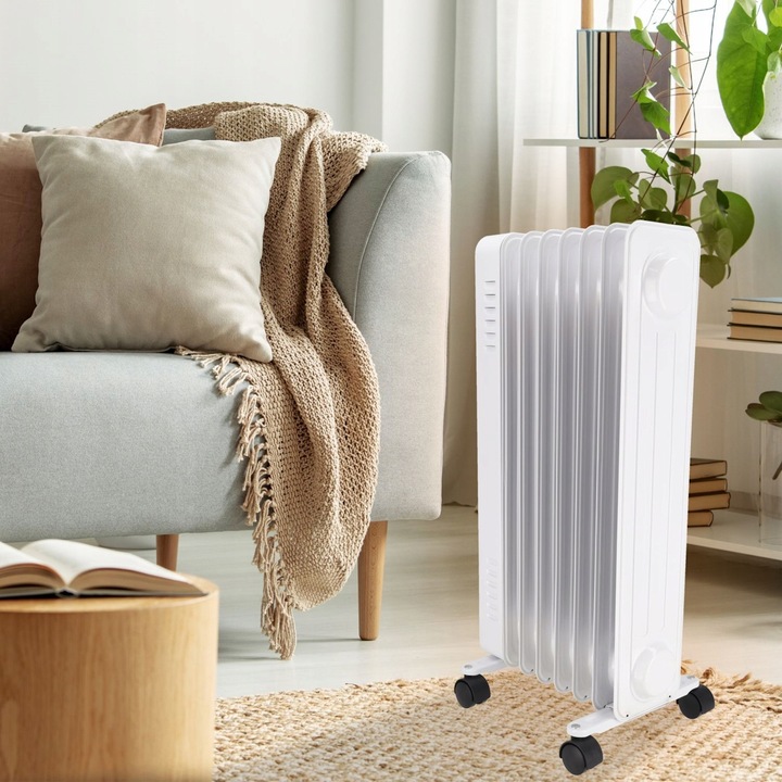 Grzejnik elektryczny Olejowy Termostat 1500W 7 Żeber Energooszczędny