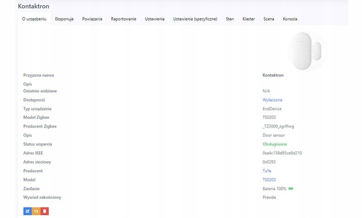 Czujnik Otwarcia Drzwi i Okna Smart ZigBee Tuya