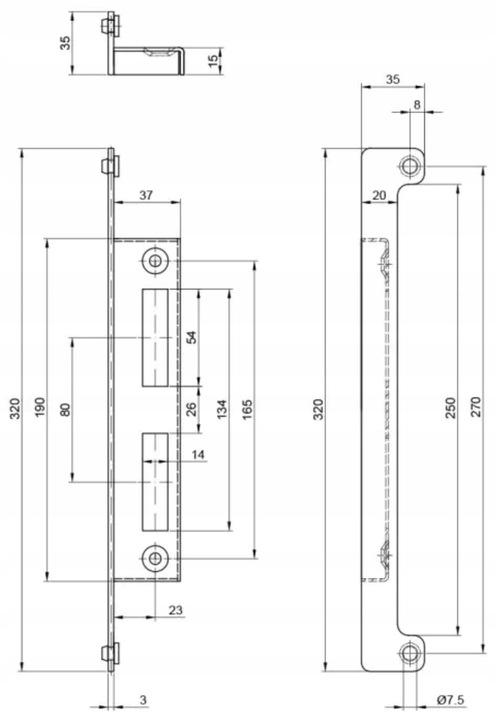 ZACZEP OGRANICZNIK ODBOJNIK FURTKI DŁUGI ANTRACYT