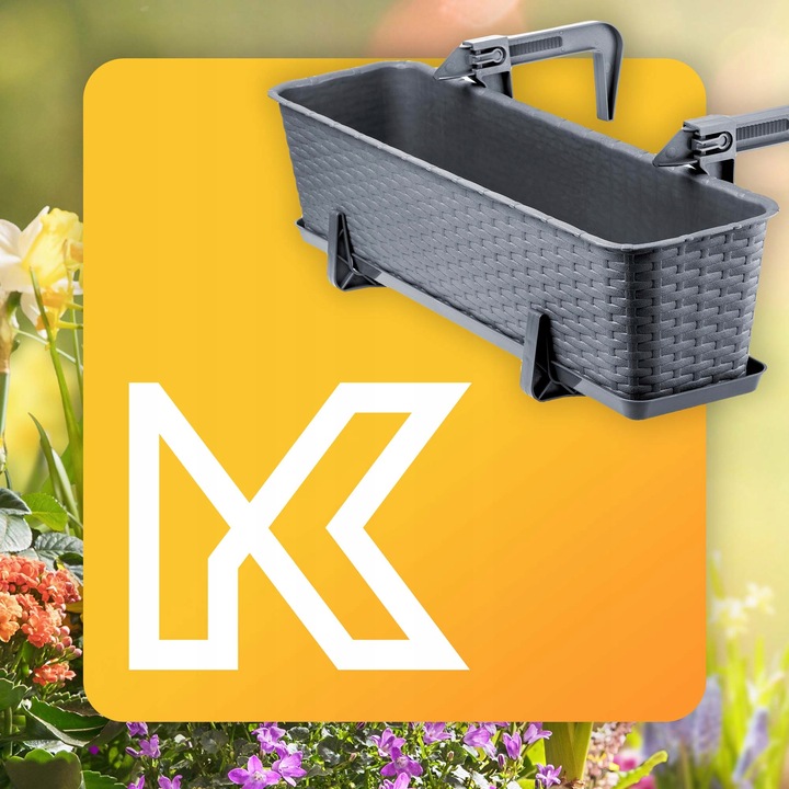 4x SKRZYNKA BALKONOWA DONICZKA DONICA 60cm Z UCHWYTAMI GRAFITOWA