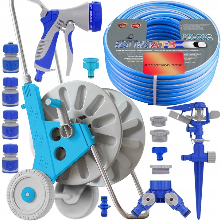 WÓZEK ALU WĄŻ OGRODOWY 6-WARSTWOWY NIESKRĘCAJĄCY SIĘ 1/2" 50 M BEST POLSKA