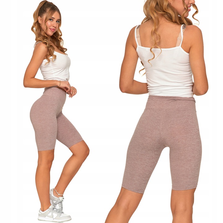 Moraj Mocno Kryjące Legginsy Kolarki Wysoki Stan beżowe 850-018 L/XL