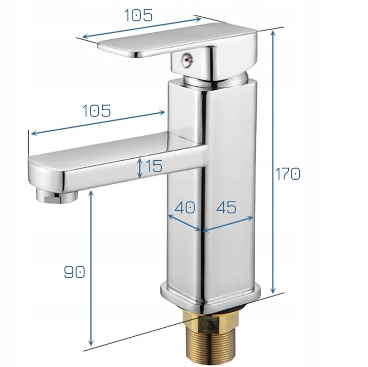 Bateria stojąca umywalkowa kran do umywalki zlewu chromowa niska CUBIC