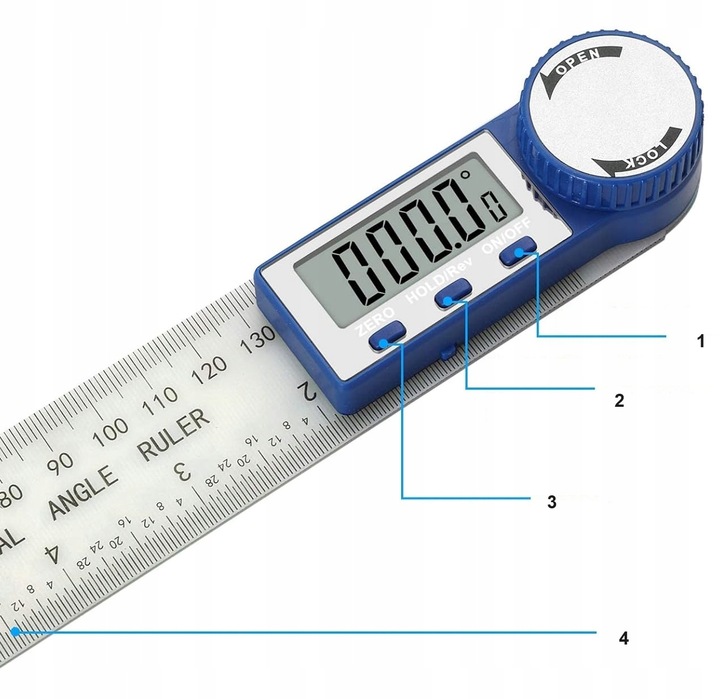 Kątomierz Elektroniczny Cyfrowy 200mm 360°