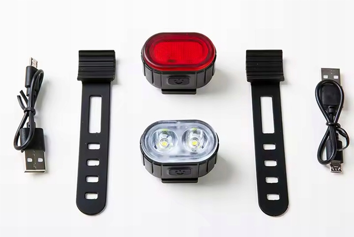 LAMPKA ROWEROWA OŚWIETLENIE LED NA ROWER KIEROWNICĘ PRZÓD + TYŁ NA USB MOC