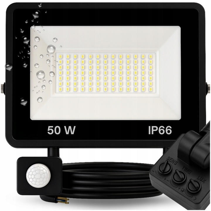 Halogen LED 50W Lampa Naświetlacz z Czujnikiem Ruchu Zmierzchu