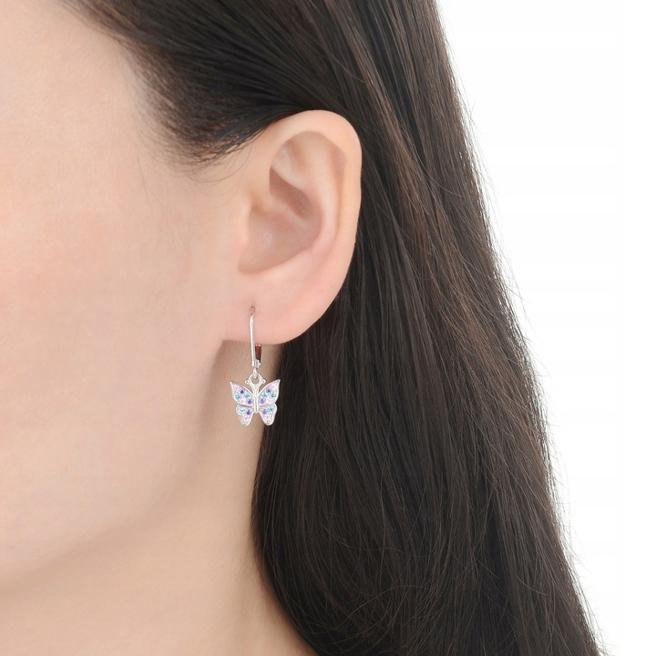 KOLCZYKI WISZĄCE MOTYLKI SREBRNE DLA DZIEWCZYNKI DZIECI NA KOMUNIA SREBRO