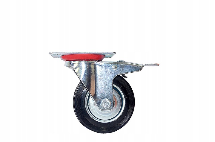 4x Kółka Obrotowe z Hamulcem Skrętne 125mm 400kg Gumowe Zestaw Do