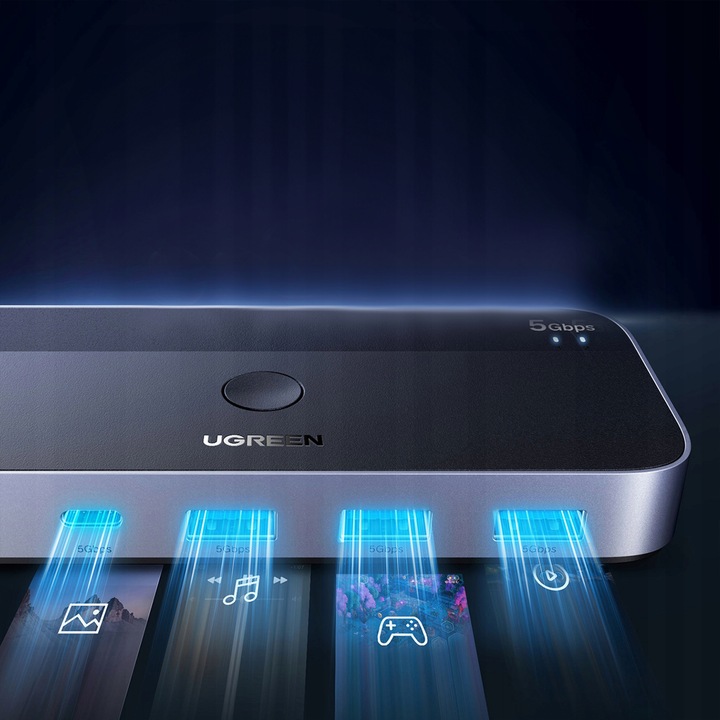 UGREEN PRZEŁĄCZNIK SWITCH 3X USB-A 3.0 USB-C 5Gb/s + 2 x KABEL USB-A 1,5M