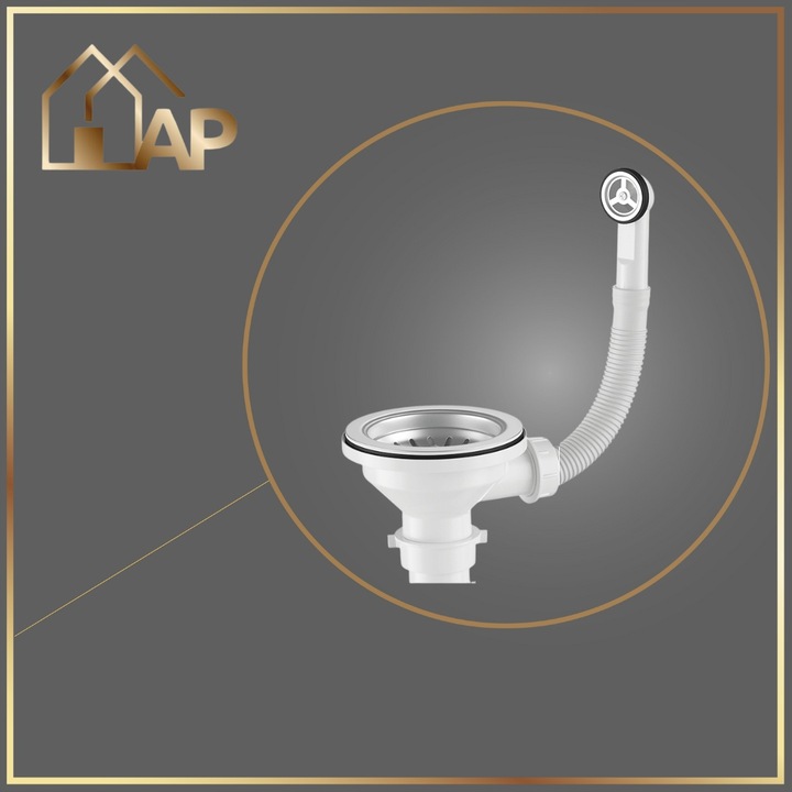 SYFON PRZYŚCIENNY do Zlewu Odpływ CHROM Jednokomorowy z Przelewem