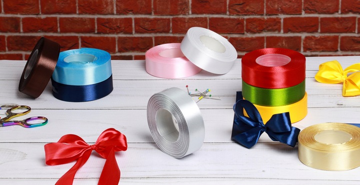 Tasiemki satynowe ZESTAW 10 rolek wstążki 25 mm