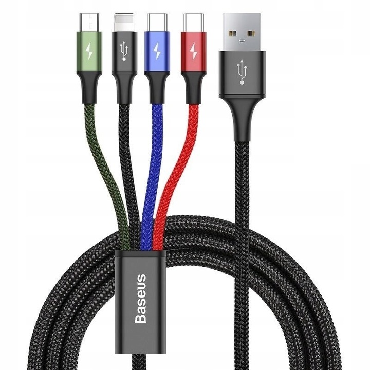 BASEUS SZYBKI MOCNY KABEL PRZEWÓD USB 4W1 2XUSB-C LIGHTNING MICRO QC 1.2M