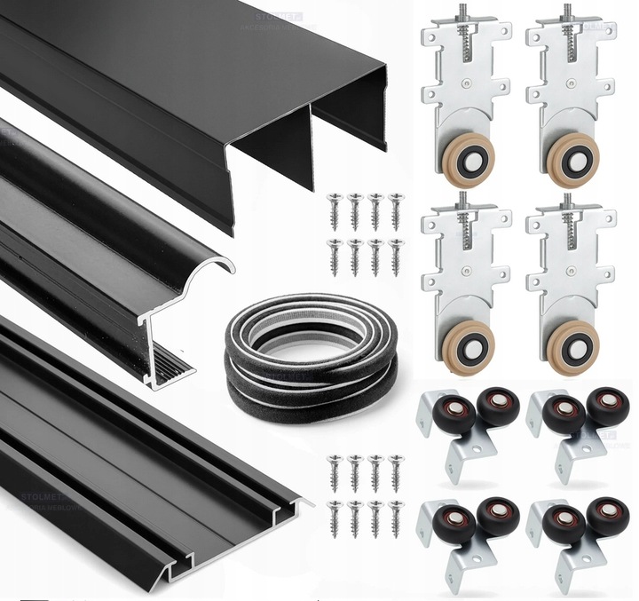 Drzwi przesuwne zestaw okuć szerokość 2m 2 drzwi