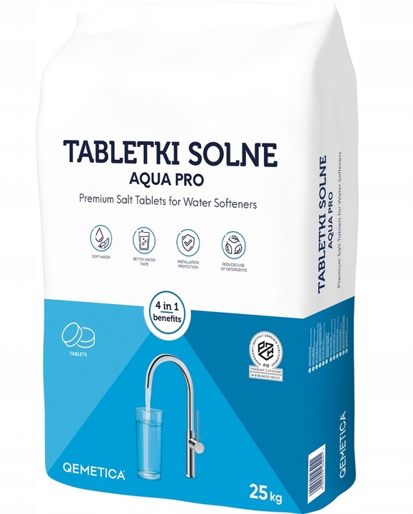 TABLETKI SOLNE ZMIĘKCZACZ WODY UZDATNIACZ SÓL 25KG QEMETICA CIECH