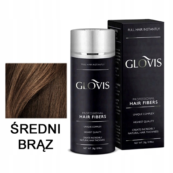 Włókna GLOVIS 28g Średni Brąz Med Brown Mikrowłókna do Włosów