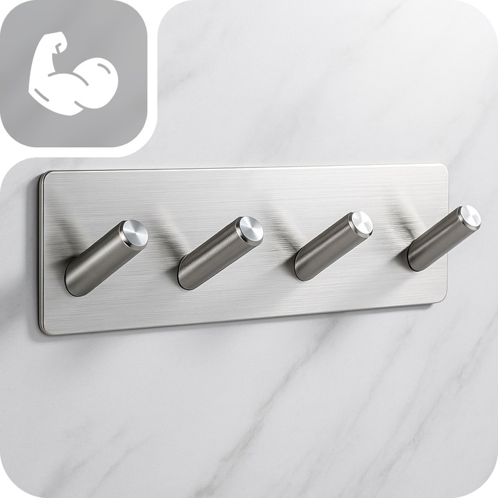 WIESZAK HACZYK SAMOPRZYLEPNY NA RĘCZNIK DO ŁAZIENKI KUCHNI SREBRNY LOFT