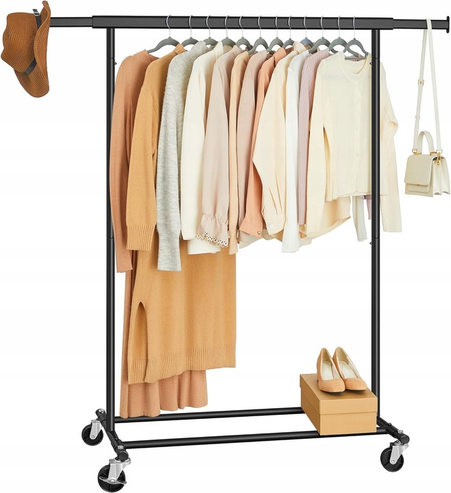 MOBILNY wieszak stojący na ubrania NA KÓŁKACH 45,4x(92-132)x160