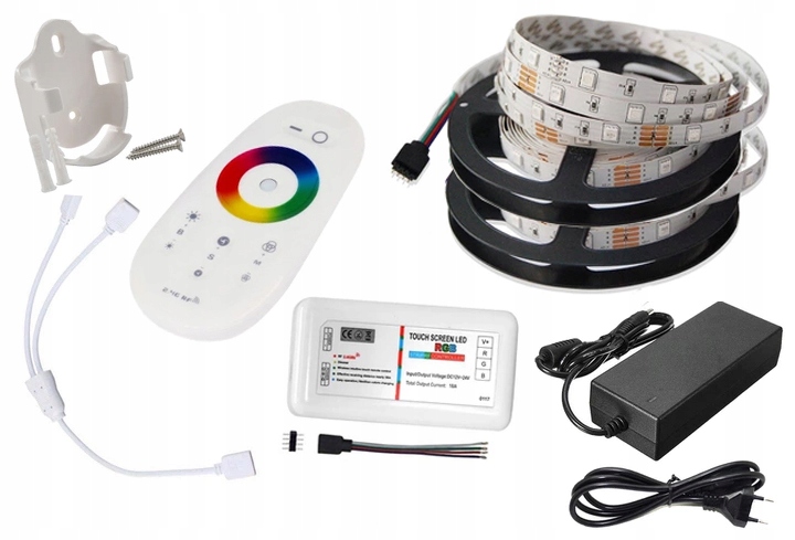 ZESTAW TAŚMA LED 10m RGB + BIAŁY PILOT 5050 zasila