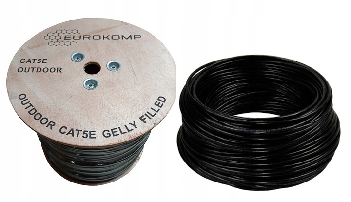 KABEL PRZEWÓD UTP zewnętrzny ŻELOWANY RJ45 skrętka 100m ZIEMNA