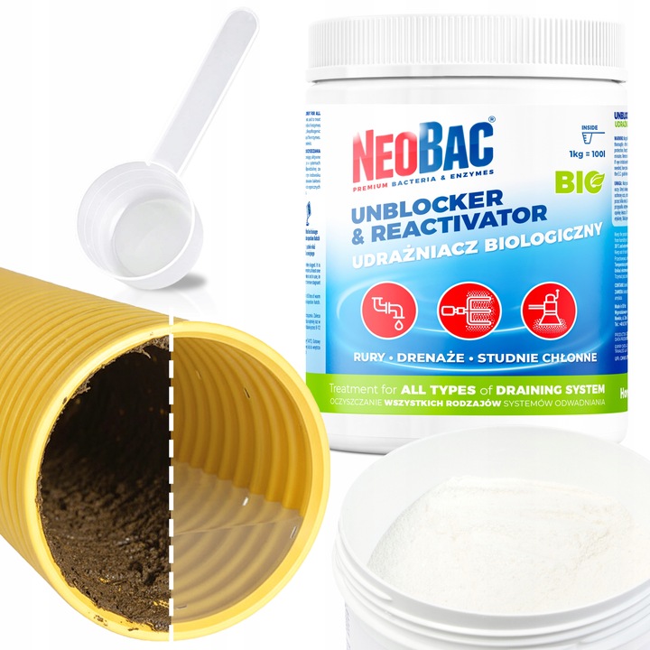UDRAŻNIACZ do DRENAŻU rur drenarskich UDRAŻNIANIE DRENAŻU NeoBac
