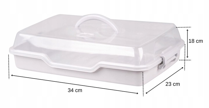 POJEMNIK PLASTIKOWY NA CIASTO WYPIEKI TORT PUDEŁKO Z POKRYWĄ i UCHWYT