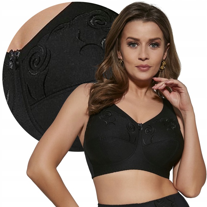 Elegancki Miękki biustonosz Stanik bez fiszbin VIKI 581 ZOFIA czarny